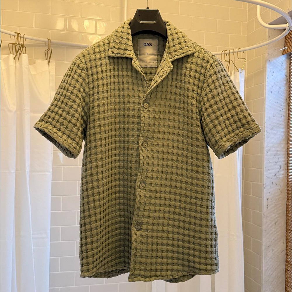 OAS Green Cuba Waffle Textured Men's Shirt